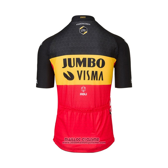 2022 Maillot Cyclisme Jumbo Visma Noir Jaune Rouge Manches Courtes et Cuissard